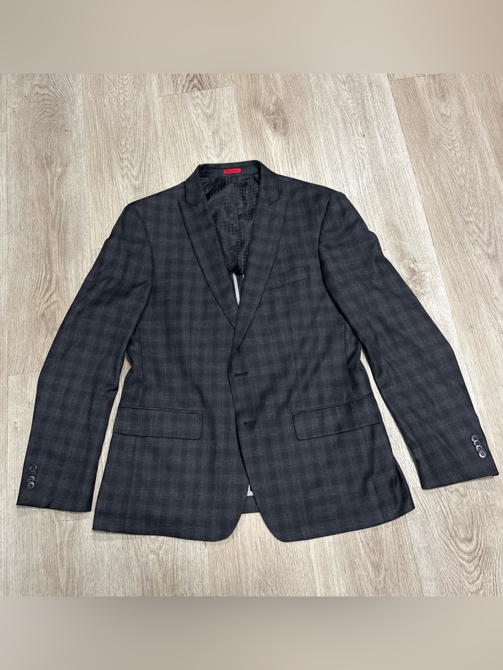 John Varvatos USA Mens Charcoal Plaid Blazer Suit Jacket Sport Coat Size 40R